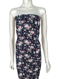 N696 Printed Combed Cotton Poplin Navy